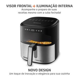 Fritadeira Sem Óleo Air Fryer Digital 5L, Mondial, Preto/Inox, 2000W - AF-50-DVI