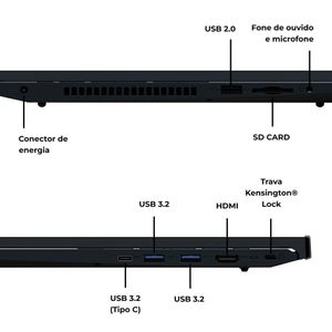 Notebook Positivo Vision R15 AMD® Ryzen 7-5700U Linux 8GB RAM 512GB SSD 15.6” IPS Full HD Lumina Bar - Preto