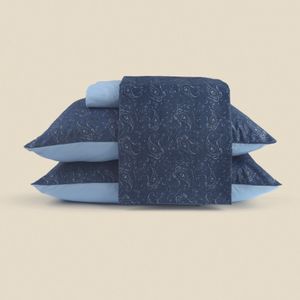 Jogo de Cama Paisley Microfibra  Azul - A\CASA