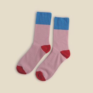 Meia Color Block Rosa - A\CASA