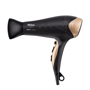 Secador de Cabelo Philco íons Tourmaline 2200W Preto com Dourado Bivolt