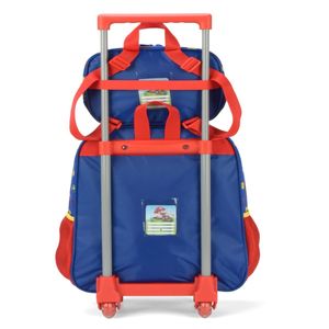 Mochila De Rodinhas Azul Super Mario Com Lancheira - Luxcel