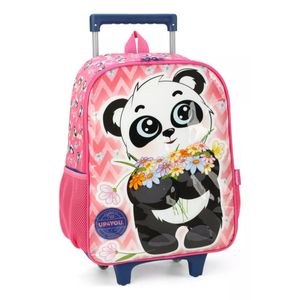 Kit Mochila Com Estojo Rosa Infantil Pandinha - Luxcel