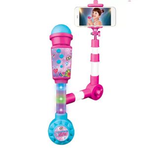 Microfone Musical  C/ Bastâo De Selfie Luz e Som - DM Toys