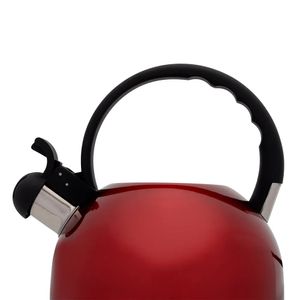 Chaleira Inox Vermelha Com Apito 2 Litros Mimo Style Bule De Chá Para Ferver Água Jarra Portátil Com Alça