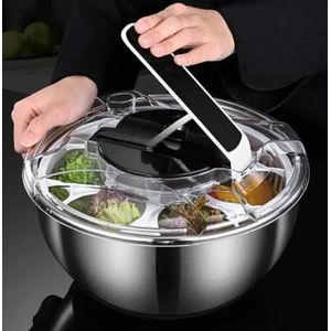 Centrifuga Seca Salada Escorredor Secador De Folhas E Verduras 28cm Mimo Style Com Bowl De Aço Inox 3,5 Litros