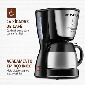 Cafeteira Elétrica Mondial Dolce Arome Thermo C-33JT 24X 800W Preto 220V