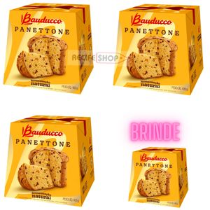 Kit Panetone Bauducco 3 Unidades + 1 de Brinde - Sabores Tradicionais para Celebrar o Natal