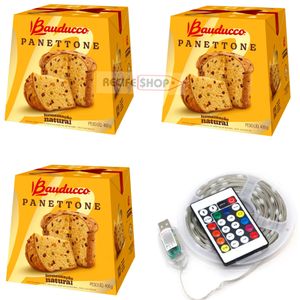 Kit Panetone Bauducco 3 Unidades + Brinde Fio LED 10 Metros - Decoração e Sabor para Seu Natal