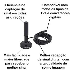 Antena Interna Tv Digital Intelbras Uhf Full Hdtv 4k Ai 2031