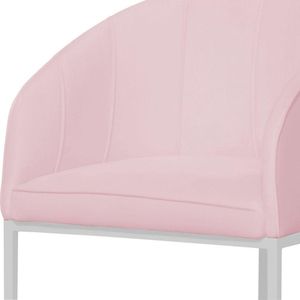 Banco Banqueta Alta Poltrona Mia Base De Metal Branca Suede rosa Bebe