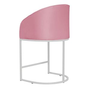 Banco Banqueta Alta Poltrona Mia Base De Metal Branca Suede rosa