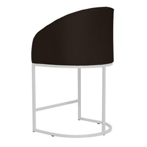 Banco Banqueta Alta Poltrona Mia Base De Metal Branca Suede marrom