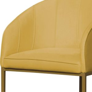 Banco Banqueta Alta Poltrona Mia Base Metal Dourada Suede amarelo