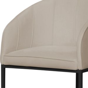 Banco Banqueta Alta Poltrona Mia Base Metal Preta Suede bege