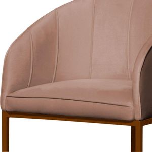 Banco Banqueta Alta Poltrona Mia Base De Metal Bronze Veludo rosa