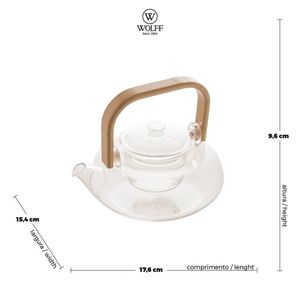 Chaleira De Vidro Borossilicato Com Alça De Bambu 800ml 28860 - Wolff