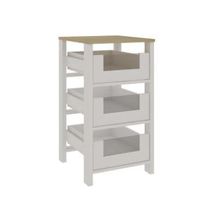 Multiuso Fruteira 3 Cestos Com Detalhes Em Vidro E Rodizios Branco/savana Genialflex