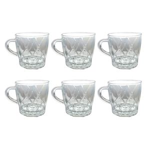 Jogo Xicara Caneca De Vidro 6 Peças branco