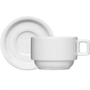 Conjunto 16 Xicaras Cha Com Pires Porcelana Barhotel Germer