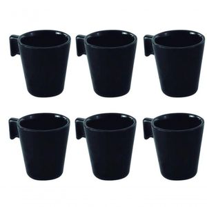 Jogo De Xicaras De Cafe Ceramica Black 6 Peças - Mimo
