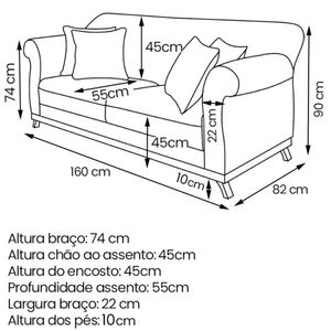 Sofa 2 Lugares Retro Polo 160cm Com Almofada Linho Natural Ezz Natural