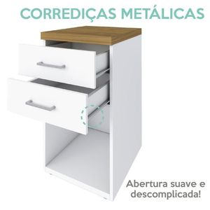 Gaveteiro Multiuso Tampo Tamburato 40cm Olmo Branco Tok Arty Olmo Branco