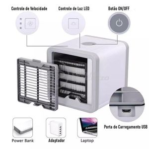 Ar Condicionado Portátil Arctic Air Cooler Umidificador Climatizador Luz Led 7 Cores Rgb