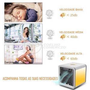 Ar Condicionado Portátil Arctic Air Cooler Umidificador Climatizador Luz Led 7 Cores Rgb