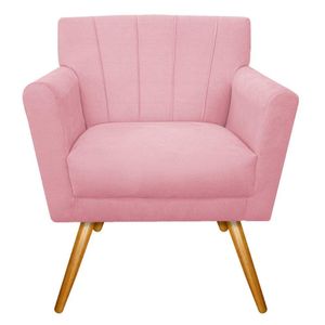 Kit Diva Recamier Vanessa 140cm Lado Esquerdo E 01 Poltrona Laura Suede Cor Rosa Bebê