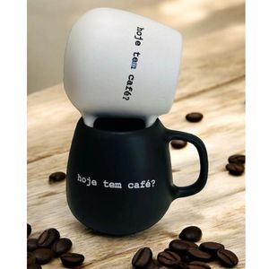 Caneca Hoje Tem Café Preta 260ml - Ideal Para Presentes