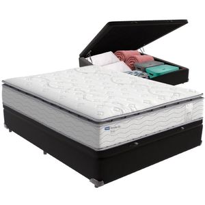 Cama Box Baú Preto E Colchão Amsterdã Molas Ensacadas Casal Probel