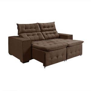 Sofá Retratil Reclinável Pillow 1,90 Veludo Marrom