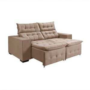Sofá Retratil Reclinável Pillow 1,90 Veludo Castor Marrom