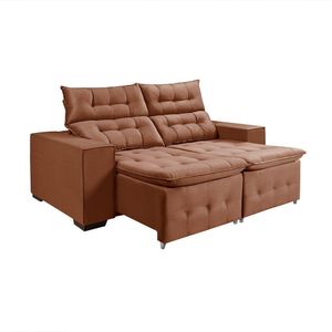 Sofá Retratil Reclinável Pillow 1,90 Veludo Canela Marrom