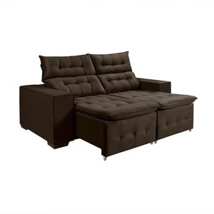 Sofá Retratil Reclinável Pillow 1,90 Veludo Café Marrom