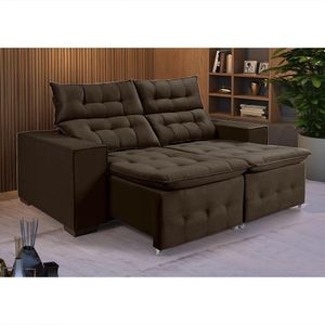 Sofá Retratil Reclinável Pillow 1,90 Veludo Café Marrom