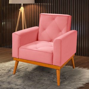 Poltrona Em Veludo Florença Rosê Rosa