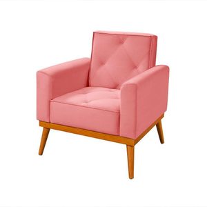 Poltrona Em Veludo Florença Rosê Rosa