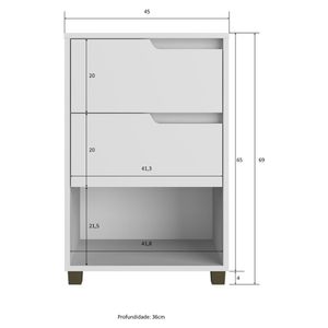 Mesa de Cabeceira 45cm com 2 Gavetas Multimóveis CR35244