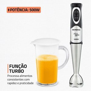 Mixer Turbo Inox Mondial Preto Inox 500W M-16-BI Mixer Turbo Inox Mondial