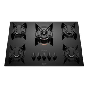 Cooktop 5 Bocas Preto com Mesa de Vidro e Tripla Chama Atlas U Top Bivolt