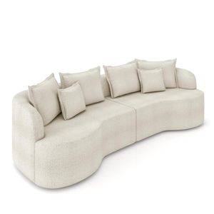Sofá Living Decorativo Salinas 3 Lugares com Almofadas 230cm Modulado Bouclê Off White G33 - Gran Belo