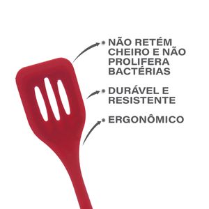 Espátula Vazada Silicone Vermelha