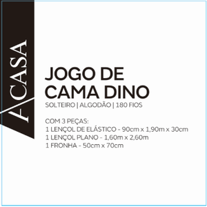 Jogo de Cama Solteiro Dino 180 Fios - A\CASA