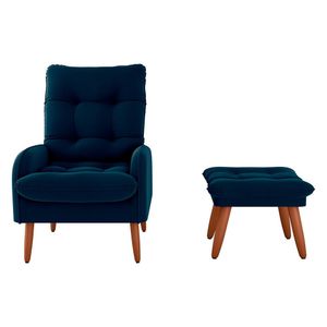 Poltrona com Puff Matrix Nantes - Azul