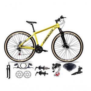 Bicicleta Aro 29 Absolute Nero 5 Câmbios Shimano 24v K7 Freios Hidráulicos Garfo Trava Com Pneu Faixa - Amarelo 15