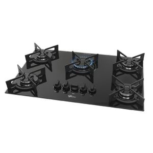 Cooktop Fit Line Fischer 5 Bocas Vidro Preto Chama Rápida Bivolt 36325-102672