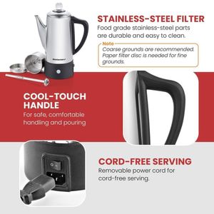 Elite Gourmet Cafeteira Elétrica Percoladora 6 Xícaras Com Função Keep Warm