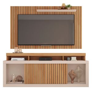 Rack com Painel para TV até 60 Polegadas New Oscar Caemmun - Buriti/off white